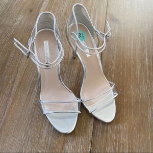 BCBGeneration clear/silver heel strap sandal 8.5
